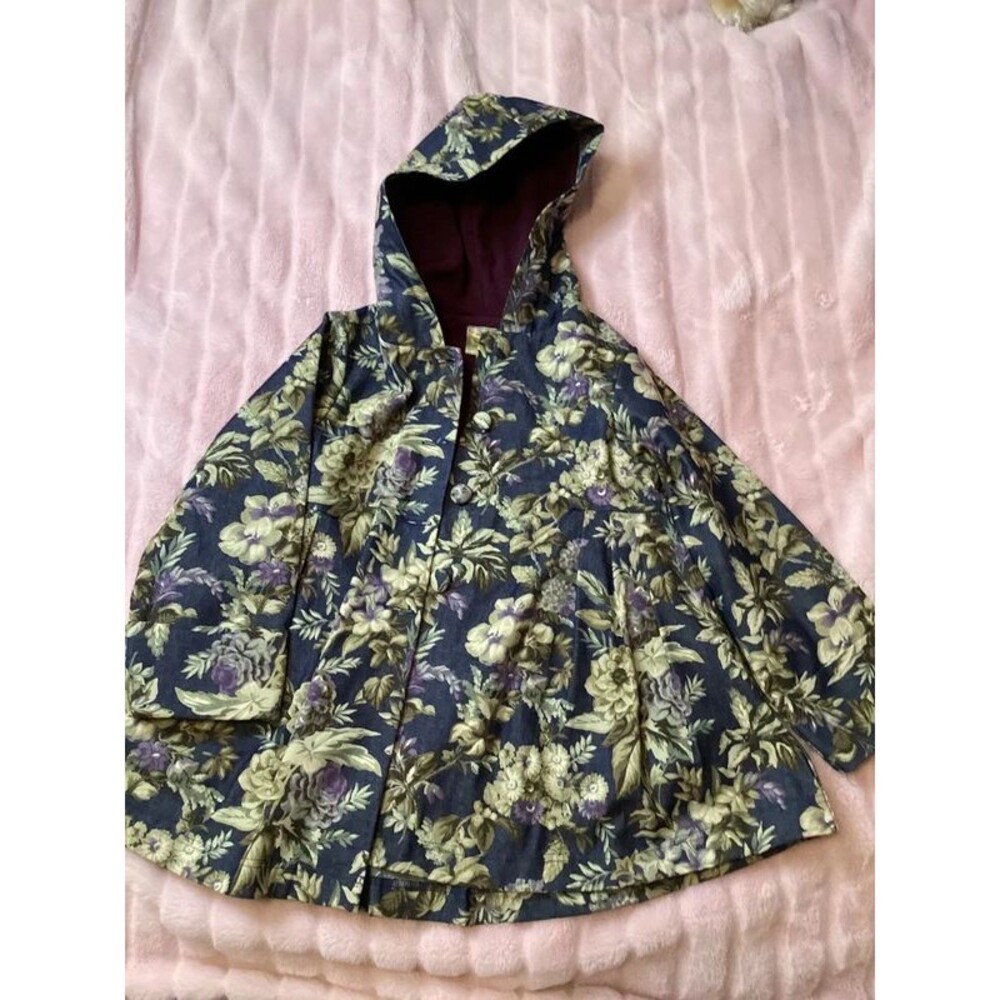 Maria Elena girls' floral hooded swing coat CUTE!